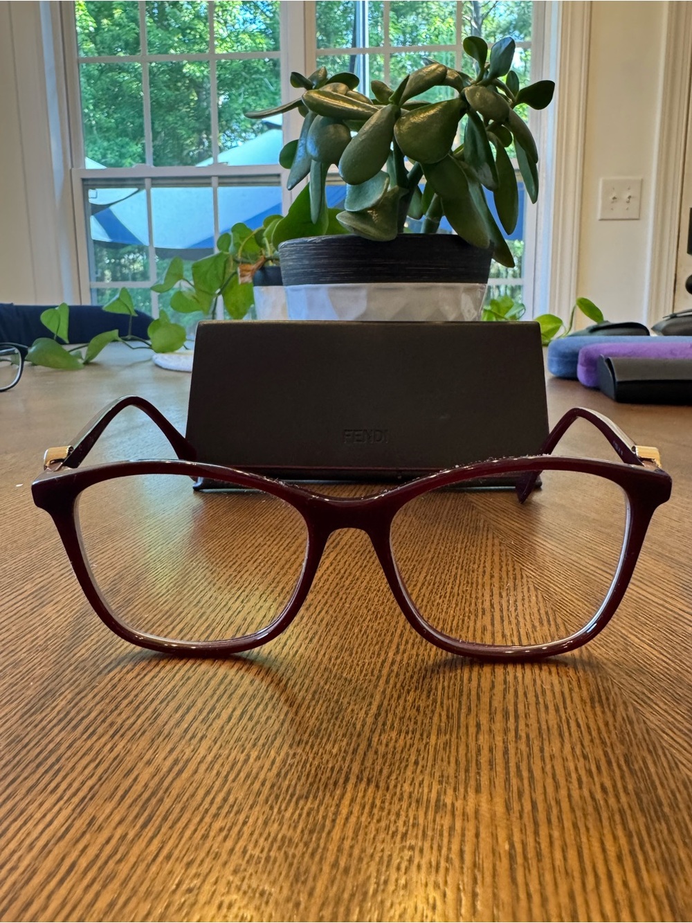 Fendi Deep Burgundy Oversized Square Optical Frames